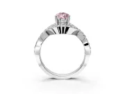 Halo Engagement Ring Setting for Fancy Pink Pear-Shaped Center with Pave Infinity Twist Band and Prong Head in Sterling Silver