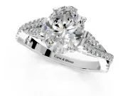 Solitaire Engagement Ring Setting for Oval Center with Twisted Pave Split Shank and Prong Head in Platinum