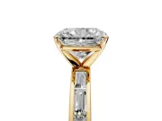 Solitaire Engagement Ring Setting for Radiant Cut Center with Channel Baguette Band and Prong Head in Yellow Gold