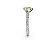 Solitaire Engagement Ring Setting for Fancy Yellow Pear-Shaped Center with Milgrain-Edged Pave Band and Prong Head in Sterling Silver