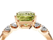 5 Stone Engagement Ring Setting for Fancy Yellow Princess Cut Center with Plain Band and Prong Head in Rose Gold