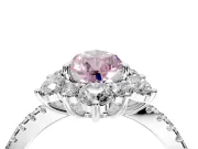 Floral Halo Engagement Ring Setting for Fancy Pink Pear-Shaped Center with Pave Accents and Prong Head in Platinum