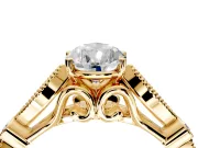Solitaire Engagement Ring Setting for Pear-Shaped Center with Marquise and Bezel Accents and Prong Head in Yellow Gold