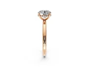Hidden Halo Engagement Ring Setting for Round Cut Center with Thin Round-Wire Band and Prong Head in Rose Gold