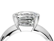 Tension Engagement Ring Setting for Asscher Cut Center with Wide Flat Band and Tension Head in Platinum