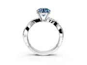Crossover Engagement Ring Setting for Fancy Blue Round Cut Center with Pave and Plain Strands and Prong Head in Platinum