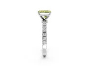 Open Basket Engagement Ring Setting for Fancy Yellow Radiant Cut Center with Pave Band and Prong Head in White Gold