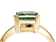 Solitaire Engagement Ring Setting for Fancy Green Asscher Cut Center with Plain Band and Flat Tab Prong Head in Yellow Gold