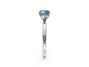 Hidden Halo Engagement Ring Setting for Fancy Blue Cushion Cut Center with Thin Rounded Band and Prong Head in Sterling Silver