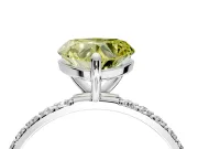 Solitaire Engagement Ring Setting for Fancy Yellow Heart-Shaped Center with Pave Accents and Prong Head in Platinum