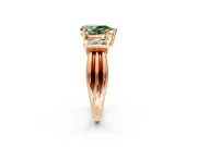 Solitaire Engagement Ring Setting for Fancy Green Pear-Shaped Center with Grooved Bar Accent Band and Prong Head in Rose Gold