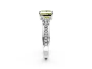 Solitaire Engagement Ring Setting for Fancy Yellow Princess Cut Center with Raised Channel Band and Prong Head in Platinum