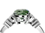 Floral Engagement Ring Setting for Fancy Green Cushion Cut Center with Marquise Cluster Shoulders and Prong Head in Platinum