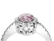 Accent Halo Engagement Ring Setting for Fancy Pink Marquise Center with Full-Length Pave Band and Prong Head in Platinum