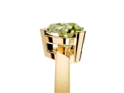 Solitaire Engagement Ring Setting for Fancy Yellow Heart-Shaped Center with Plain Band and Flat Tab Prong Head in Yellow Gold