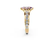 Solitaire Engagement Ring Setting for Fancy Pink Marquise Center with Graduated Shared Prongs and Prong Head in Yellow Gold