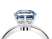 Solitaire Engagement Ring Setting for Fancy Blue Asscher Cut Center with Plain Band and Tulip Prong Head in Platinum