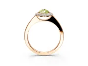 Halo Engagement Ring Setting for Fancy Yellow Pear-Shaped Center with Plain Tapered Band and Prong Head in Rose Gold