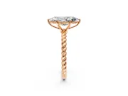 Solitaire Engagement Ring Setting for Marquise Center with Plain Twisted Rope Band and Prong Head in Rose Gold