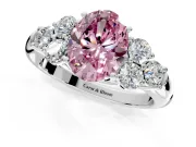 Cluster Engagement Ring Setting for Fancy Pink Oval Center with Round Cut Accent Frame and Prong Head in Platinum